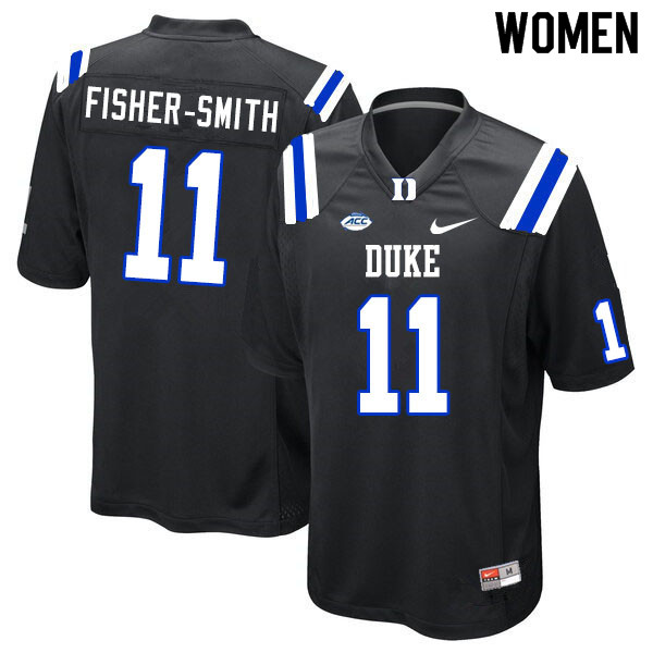 Women #11 Isaiah Fisher-Smith Duke Blue Devils College Football Jerseys Sale-Black - Click Image to Close